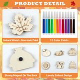 Fall Wooden Crafts Magnets Kits for Kids, 36 pcs Creativity Art DIY Painting Kit Supplies Decorate Your Own Painting Activities for Thanksgiving, Birthday Harvest Party Favors Gifts for Boys Girls gisgfim