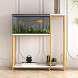 WOULHOMY 29 Gallon Fish Tank Stand, Metal Aquarium Stand with Shelves for Fish Tank Accessories Storage, Reptile Tank Turtle Terrariums Stand for Home Office (Gold) WOULHOMY