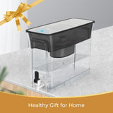 Waterdrop 35-Cup Slim Water Filter Dispenser, Large Capacity Water Filter Pitcher, 200-Gallon Long-Life, 5X Lifetime, Reduces Chlorine, PFOA/PFOS and More, BPA Free, Black (with 1 Filter) Waterdrop