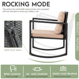 FDW Wicker Patio Furniture Outdoor Bistro Set, Rocking Chair, 3 Piece, Rattan Conversation Set for Backyard Porch Poolside Lawn with Coffee Table,Black FDW