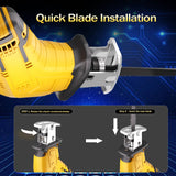Cordless Reciprocating Saw Compatible With Dewalt 20V Max Battery, Electric Reciprocating Saw Variable Speed 0-3500 SPM, 4 Saw Blades,Power Reciprocating Saws for Wood/Metal/PVC Cutting JSYBOY