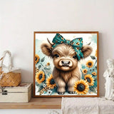 Diamond Art Painting Kits for Adults, Cow 5D Diamond Painting Dots Art Kits for Adults Beginner, DIY Highland Cow Full Round Gem Crystal Art Paint by Diamond, Home Wall Decor 12 x 12 in BYGFHLYW