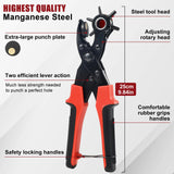 Leather Hole Punch Tool Set, Multi Hole Sizes Puncher, Revolving Punch Plier Kit for Belts, Watch Bands, Handbag Straps, Dog Collars and More ZGJDYSM