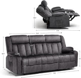 LUCKLIFE Recline Sofa Set with Manual Recliners,Living Room Furniture Set with Reclining Couch,Loveseat and Armchair,Breathable Fabric Upholstery,Thick Cushions and Ergonomic Design,Dark Gray,3+1+1 LUCKLIFE