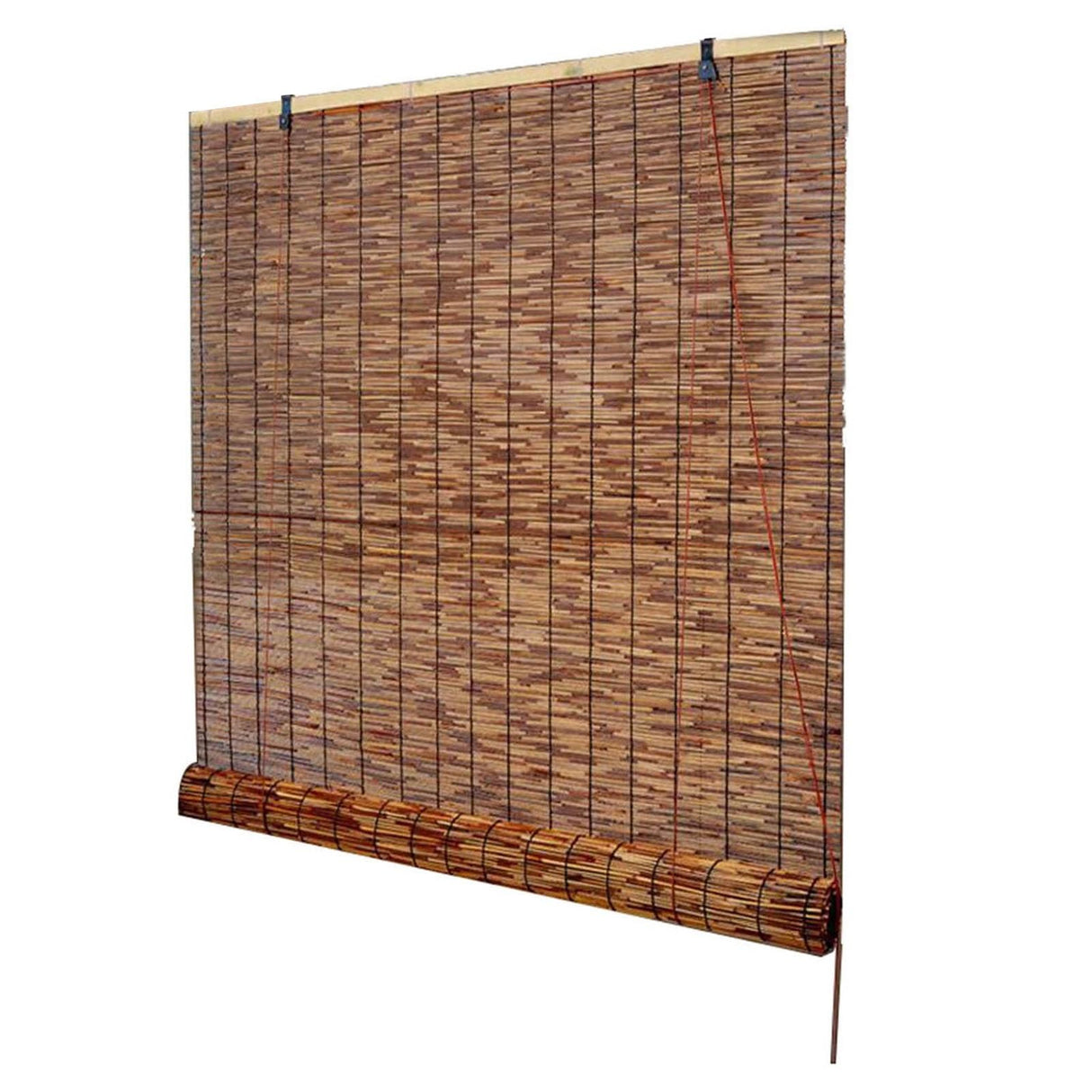 Outdoor Bamboo Shades for Patio, Bamboo Window Blind Roll Up Waterproof Woven Reed Roller Shades Natural Blackout Curtains Cordless With Lifter, 24" 32" 36" 48" 55" 62" 76" Width(66"W x 48"H) KAKVSRBPER