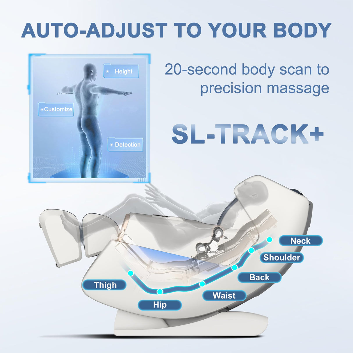 iBooMas 2025 Massage Chair Full Body, Zero Gravity Massage Chair Recliner with SL-Track, Upgraded Auto-Extend Footrest, Foot Rollers, App Favorite Function, Body Scan, Airbags, Heat(White+Grey) iBooMas