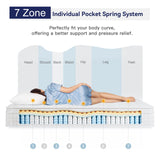 Vesgantti 12 Inch Multilayer Hybrid California King Mattress - Multiple Sizes & Styles Available, Ergonomic Design with Memory Foam and Pocket Spring, Medium Firm Feel, White Vesgantti