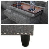 GlasFlength L Shaped Sectional Couch Ottoman, Modern Nailhead Comfy Lounge Sofa with Reversible Cup Holder & Chaise, 97" 4 Seat Modular Sofá for Living Room Apartment, Grey GlasFlength