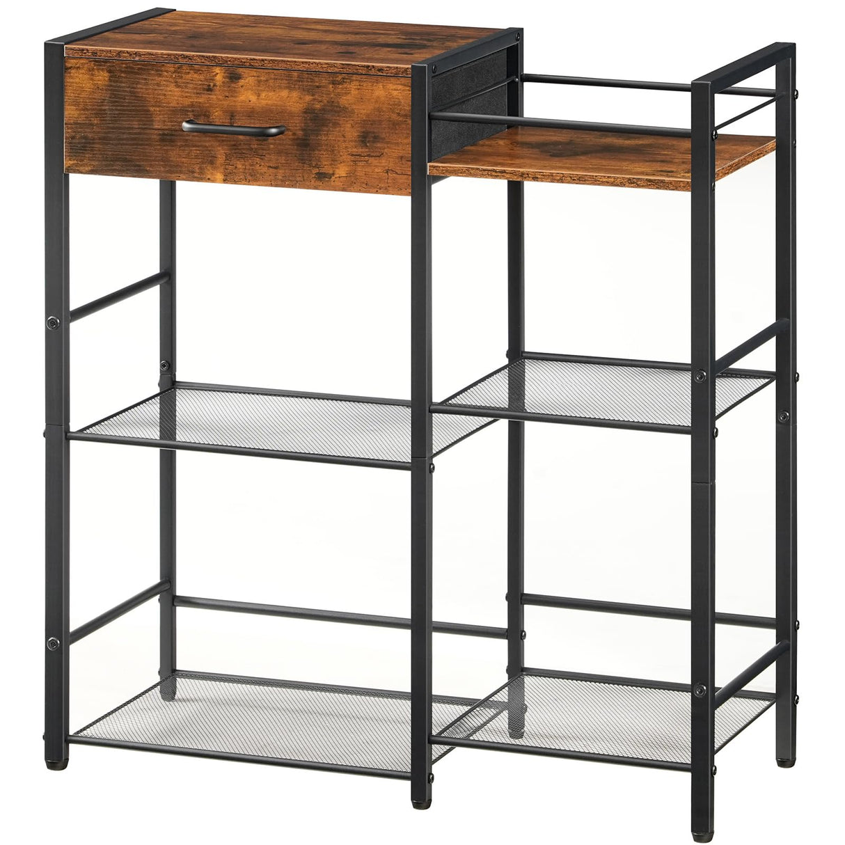 HOOBRO Coffee Bar Cabinet, Farmhouse Coffee Stand Station, 6 Tiers Kitchen Station Table with Drawer, Kitchen Bar Table for Small Space, Buffet Sideboard Cabinet with Storage, Rustic Brown BF77KF01 HOOBRO