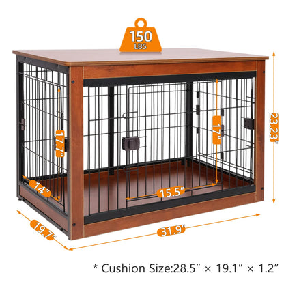 RYpetmia Dog Crate Furniture Style for Small Medium Pets, Wooden Dog cage Table, Heavy Duty, and Three Direction Doors - WoodArtSupply