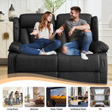 WISHDEER 58.3" Reclining Loveseat Sofa, RV Loveseat Recliner Couch - Home Theater Seating with Side Pockets for Living Room, Manual RV Recliners for Travel Trailers (Black, Loveseat) WISHDEER
