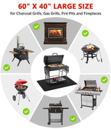 Protebox 60 x 40 inch Under Grill Mats for Outdoor Grill, Double-Sided Fireproof Deck and Patio Protector Mat, BBQ Mat for Under BBQ, Waterproof Oil-Proof Grill Floor Pads Fire Pit Mat Fireplace Mat Protebox