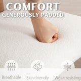 RIVOVA 26 inch Farmhouse Bar Stools Set of 4 Sherpa Upholstered Kitchen Stool Wood Legs Boho Pub Stools with Back Modern Counter Height Bar Chairs Kitchen Island Barstools, White RIVOVA