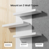 AMADA HOMEFURNISHING Floating Shelves, Wall Shelves for Bathroom/Living Room/Bedroom/Kitchen Decor, White Shelves with Invisible Brackets Set of 3 - AMFS08 AMADA HOMEFURNISHING
