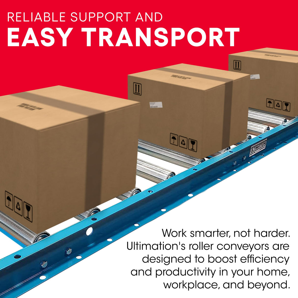 Ultimation Industries Light-Duty Roller Stand - Adjustable Height Tool Stand with Steel Conveyor Rollers, 12" x 3' Galvanized Steel, Ideal Roller Stands for Woodworking, 540 lbs Capacity, Made in USA Ultimation