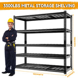 cynnda 5-Tier 60" W X 24" D X 78" H Garage Shelving Metal Storage Shelves 3300LBS Heavy Duty Industrial Shelving Adjustable Garage Shelf Unit Utility Storage Racks(Black) cynnda