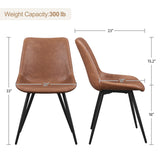 Yaheetech Dining Chairs Set of 2 Upholstered Modern Dining Room Chairs Mid Century Faux Leather Kitchen Chairs with Metal Legs for Dining Room Kitchen, Brown Yaheetech