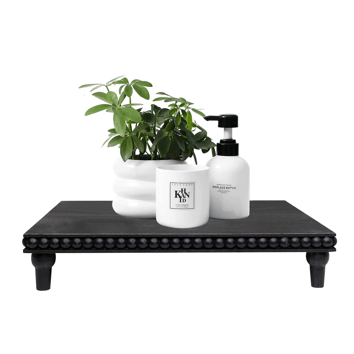 GENMOUS Farmhouse Black Dispaly Risers Pedestal Stand For Bathroom Decor , Rustic Large Tiered Tray Decor Pedestal Stand For Coffee Bar Display, Kitchen Counter Island Decor, Sink Decor, Plant Holder GENMOUS & CO.