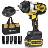 WANTTIK Cordless Impact Wrench 1/2 Inch, 1000 Ft-lbs High Torque, 21V Brushless Impact Gun w/ 4.0 Ah Battery, Fast Charger, 5 Sockets and Tool Bag WANTTIK