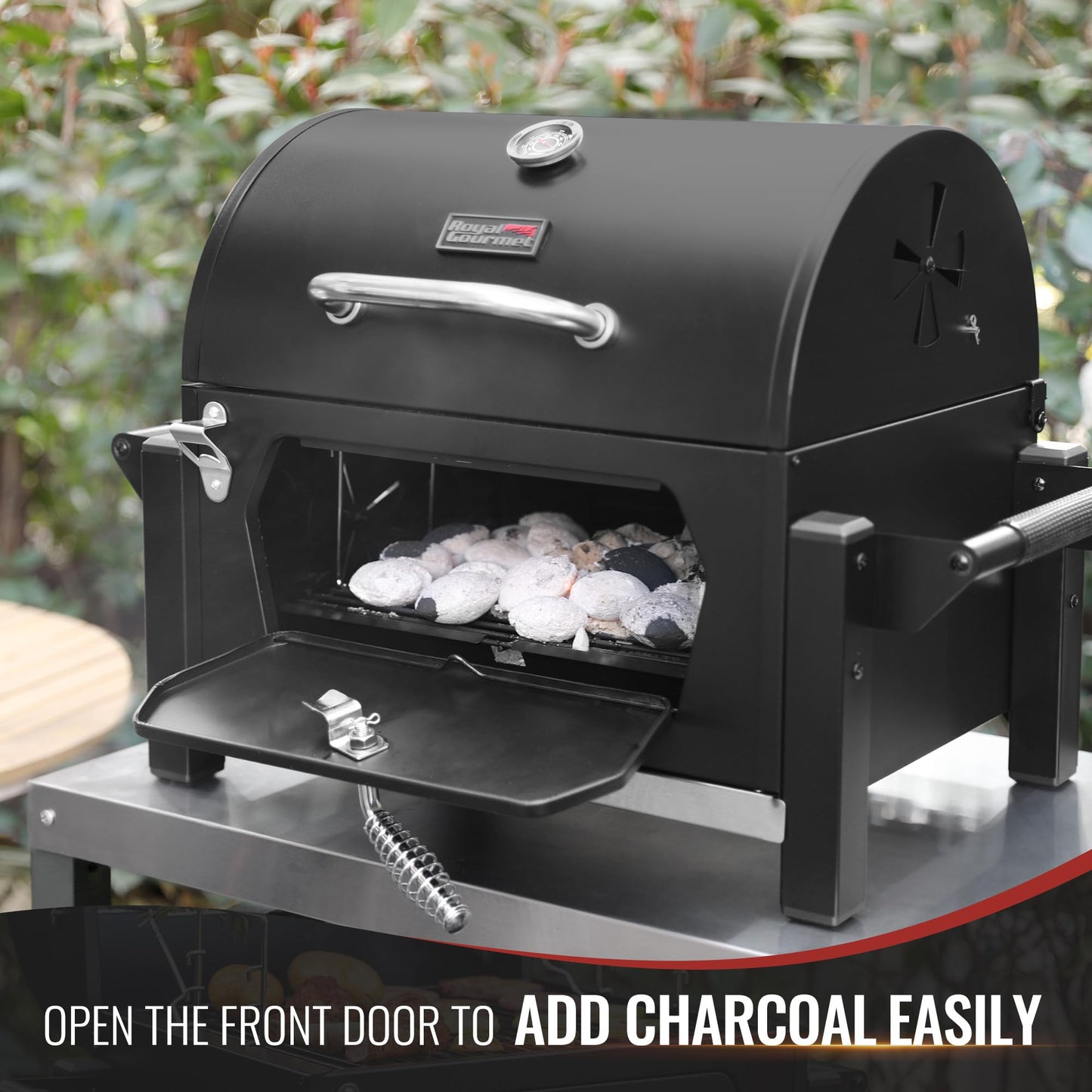 Royal Gourmet CD1519 Tabletop Charcoal Grill with Warming Rack, Potable Charcoal Grill with 303 Sq. In Cooking Area for for Outdoor Camping and Picnic Grilling, Black