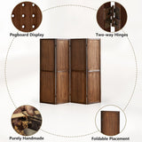 Leesinwing 4 Panel Room Dividers and Folding Privacy Screens, 5.6Ft Wooden Pegboard Display, Privacy Dividers for Bedroom, Portable Dispxlay Board Organizer for Store, Jewelry Display, Dark Brown Leesinwing