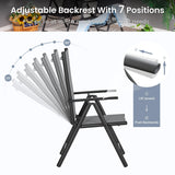 PHI VILLA 9 Piece Outdoor Dining Set, All Weather Furniture Patio Table and Chairs for 8 with Adjustable Lightweight Patio Folding Dining Chairs (Grey) & Extendable Metal Table for Garden, Yard PHI VILLA