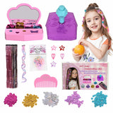 Hair Gem Stamper Kit for Girls, Pluspace Hair Gems for Girls with 600 Hair Glitter Patch, No-Glue Hairstyle Design Art Crafts, Hair Bedazzler Tool Reusable Princess Hair Accessories Gift for Kids 6-15 Pluspace