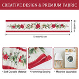 Bonhause Christmas Poinsettia Table Runner 13x72 Inch Red Floral Pine Branch Seasonal Winter Holiday Kitchen Dining Table Decoration for Indoor Outdoor Home Party Decor Bonhause