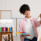 Threehoney 3 Pcs Paint Storage Box for 2 Fl. oz Acrylic Paints, Acrylic Portable Craft art Organizer with Handle, 30 Bottles Capacity Plastic Art Supply Clear Boxes Threehoney