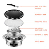 Puraville Charcoal Barbecue Grill, 13.7 Inches Non-Stick Korean BBQ Grill, Portable Stainless Steel Charcoal Stove for Home Party Outdoor Camping AdikeMicegen