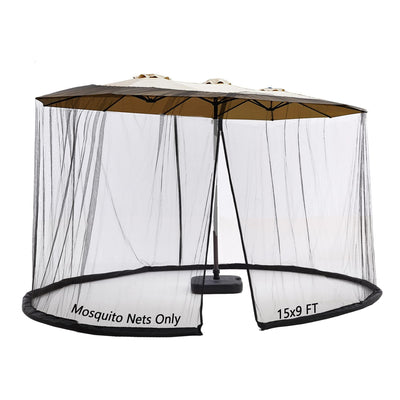 Mosquito Netting for 15FT Patio Umbrella Double-Sided, Screen Walls Zipper Double Door Black (for 15FT Umbrella)