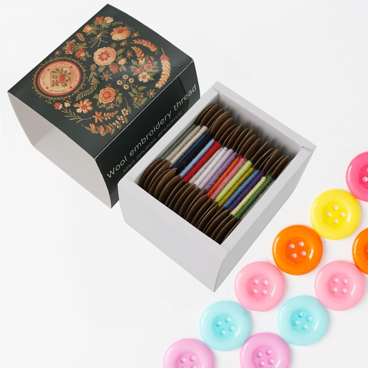 Connimonet Wool Embroidery Thread Kit 20Pcs Wool Blend Thread for Embroidery for Hand Sewing DIY Wool Thread for Embroidery 42S/2 Machine Sewing Thread (Colour B) Connimonet