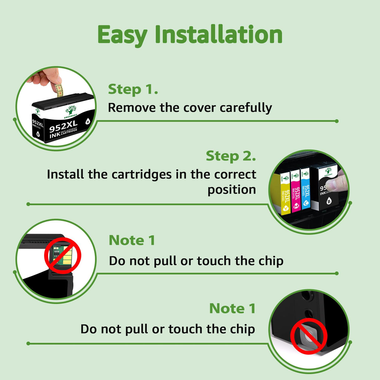 952xl Ink Cartridges Combo Pack Latest Upgrade Replacement for HP 952 XL Ink Cartridge for HP Officejet Pro 7740 8720 8710 8210 8715 8740 8702 8730 8725 Printers (4 Packs, Black Cyan Yellow Magenta) GREENSKY
