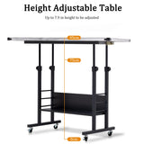 Becko US 1500 Piece Jigsaw Puzzle Table with Legs, Adjustable & Stand Up Puzzle Tables, with 5 Tilting Angle & Height Adjustment, Wood Jigsaw Puzzle Board with Cover Mat, Enclosed with 4 Wheels Becko US