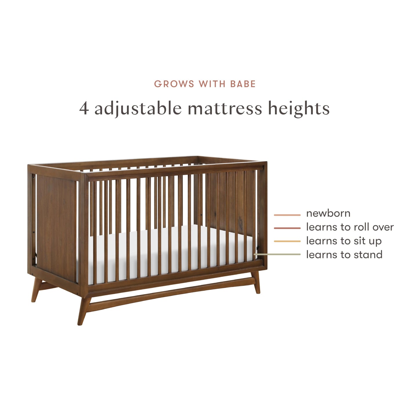 Babyletto Peggy 3-in-1 Convertible Crib with Toddler Bed Conversion Kit in Natural Walnut, Greenguard Gold Certified