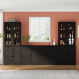 VOWNER TV Stand for TVs up to 75", 4-Piece TV Hutch with Cabinets, Entertainment Center with Bookshelves, Modular TV Console for Living Room, 2D+2H (Black, 111.12" W) VOWNER