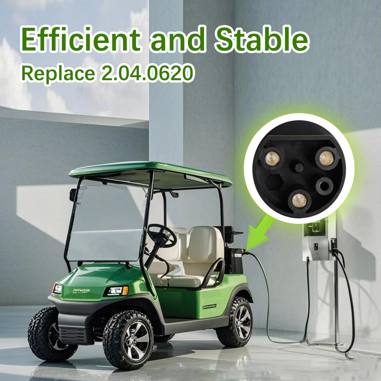EVHIKING ICON EV Golf Cart Charger Power Cord Factory Replacement 120V Replaces OEM # 2.04.0620. EVHIKING