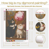Sanjee Diamond Painting Kits for Adults, Cute Cats Diamond Art Kits for Beginner, 5D DIY Round Full Drill Diamond Dots Paintings Diamond Painting for Home Wall Decoration Gift, 12x16inch Sanjee