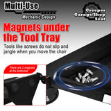 FreekyFit Mechanic Stool with Wheels, Hydraulic Adjustable Shop Stool on Wheels, Garage Work Rolling Stool Chair for Workshop, 400 LBS Capacity, 4 Inch Casters, 360° Swivel Padded Seat, Black FreekyFit