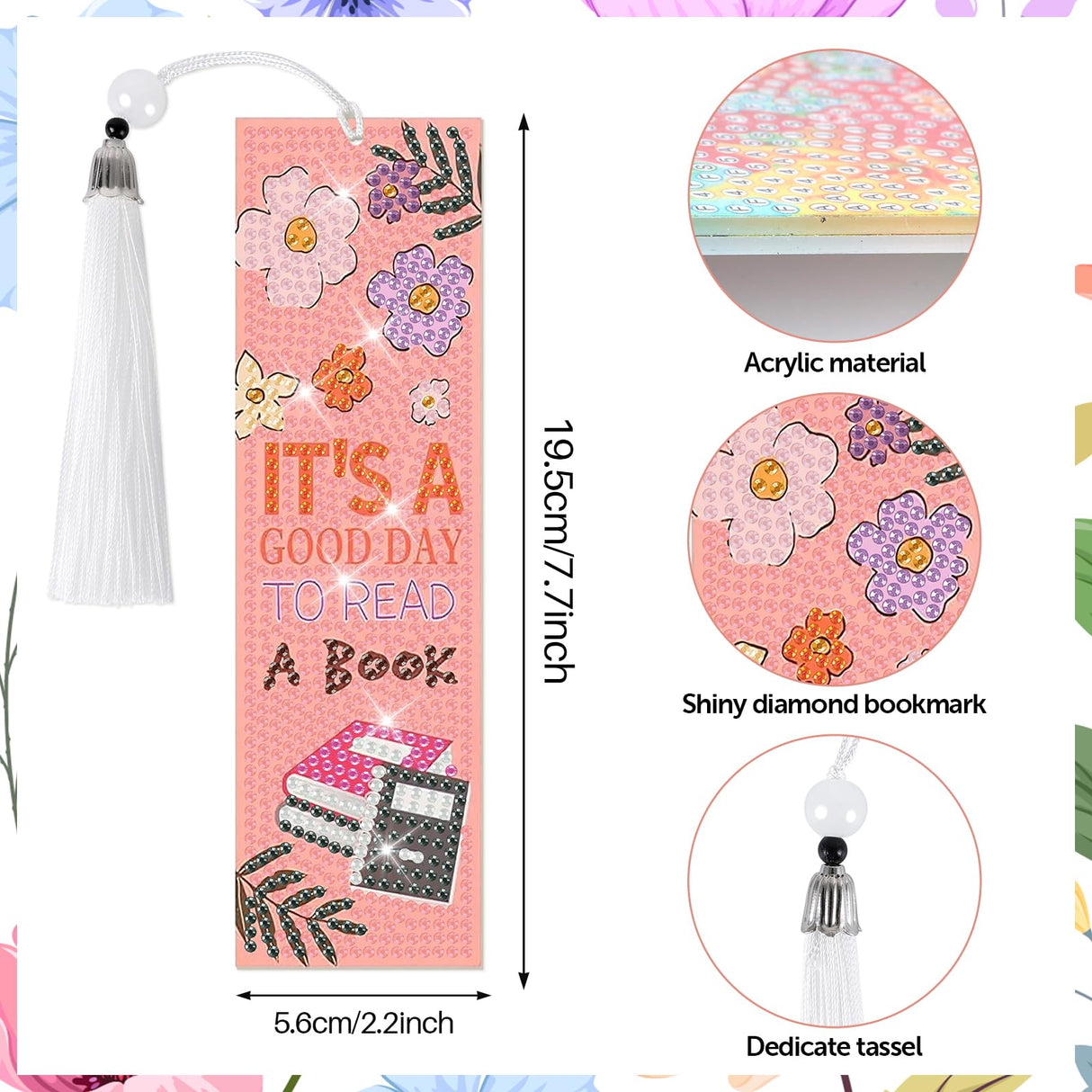 8 Pieces Book Lovers Diamond Art Bookmarks 5d Beaded Bookmark Acrylic Tassel Bookmark for DIY Making Beginners Kids Adults Arts Craft Supplies clothmile
