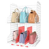 Purse Storage Organizer for Closet : Adjustable 2-Pack Dividers Handbag Organizer - Stackable Wire Handbags Storage Baskets -Open Cabinets Wallets Tote Chain Bags Clutches -White Sonyabecca