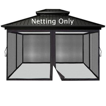 Gazebo Universal Replacement Mosquito Netting,Outdoor Canopy Net Screen 4-Panel Sidewall Gazebo Curtains, with Zippers, Easy to Install, Fit for Most Gazebo 10x12 Canopy, Patio (Black - 10 x 12 FT)