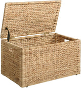 eHemco Heavy-duty Water Hyacinth Wicker Storage Trunk with Metal Frame, 30 by 17.5 by 17.5 Inches, Natural eHemco