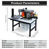 Woodworking Edge Banding Machine, Right Angle Curve Straight Line Edge Bander, Portable PVC ABS Edge Bander, Double-sided Gluing, Adjustable Speed Mefape