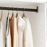 Homsee Extra Large White & Silver Sliding Glass Door Wardrobe Armoire with 2 Hanging Bars and 6 Drawers Homsee