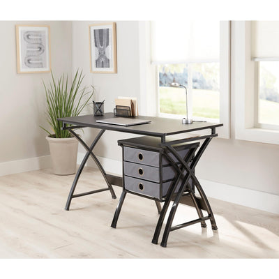 Realspace® X-Cross 48"W Computer Desk With File Cabinet, Black
