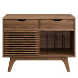 Modway Render Mid-Century Modern Vinyl Record Storage Display Cabinet, 37 Inch, Walnut Modway