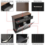 KIGOTY Double Tilt Out Trash Cabinet, Pet Proof Trash Can Cabinet with Countertop and Drawer, Trash Cabinet with Storage,Wooden Laundry Hamper for Kitchen,Black KIGOTY