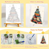 Framed Paint by Numbers Kit for Adults Beginners & Kids Ages 8-12,Christmas Tree Adult Paint by Number Kits on Canvas with Easel, Acrylic Oil Painting Kits for Adults for Gift Home Decor(8x12 inch) Arttoplus