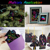 Art Set for Kids Rainbow Magic Scratch Off Paper Black Scratch Sheets Notes Cards Boards Doodle Pads Childrens Crafts Projects Kit for Girls Boys Adults Birthday Christmas Gift Yibeishu